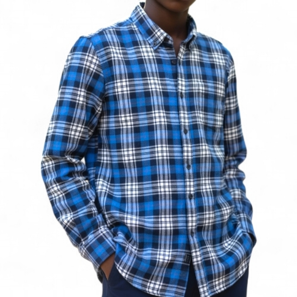J Crew Boys Button Down Plaid 99% Cotton Shirt Size 6